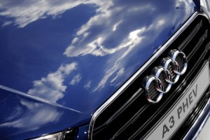 An Audi A3 electric vehicle is seen duri